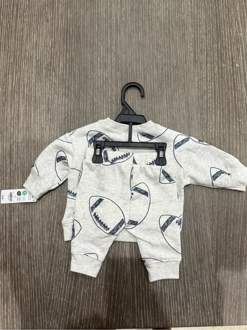 NWT Size 0-3 months Carter's Gray Football Print Baby Sweatshirt Set